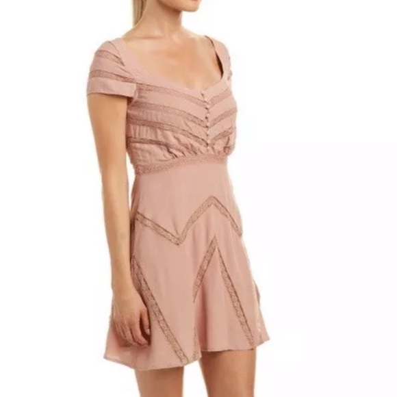 Sz 2‎ Free People Lace Mink Mini Dress NWT $250 - Picture 4 of 7